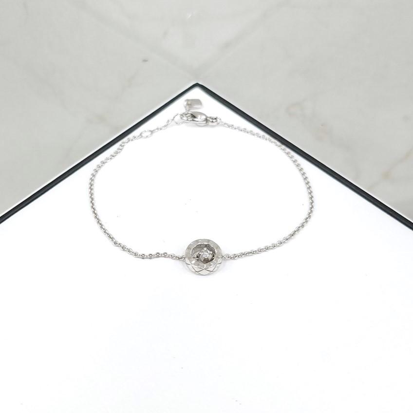 다이아 코코크러쉬 18K 화이트골드 퀄팅 팔찌 J12304