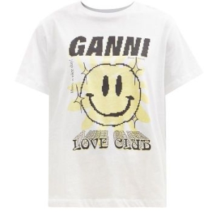 LOVE CLUB 텍스처 프린트 스마일로고 티셔츠 화이트 T3144 151 72073358