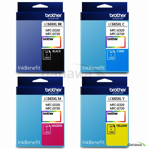Brother 정품 LC-669XLBK, LC-665XLC, LC-665XLM, LC-665XLY 4색 세트_이미지