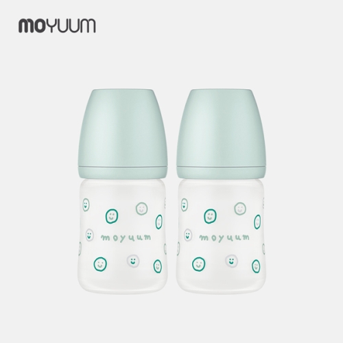 모윰 실리콘 코팅 해피모어 에디션 유리 젖병 150ml (노꼭지) (2개)