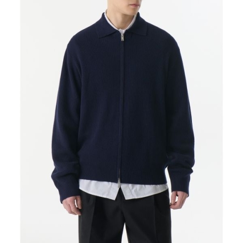 무신사 스탠다드 MUSINSA STANDARD 코튼 칼라드 니트 집업 네이비 MMEWC102-NA 145473_이미지