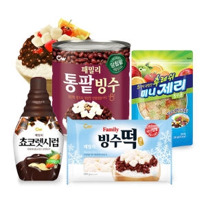 청우  팥빙수 세트 2 (팥 850g + 빙수 떡 250g + 젤리 200g + 초코시럽 520g) 상품이미지