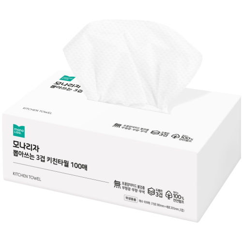모나리자 뽑아쓰는 3겹 키친타월 100매 (9입) (2팩(18입))_이미지