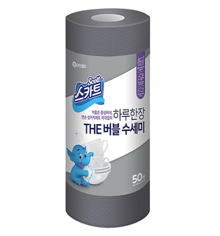 유한킴벌리 스카트 하루한장 THE 버블 수세미 그레이 50매 (1개(50매))