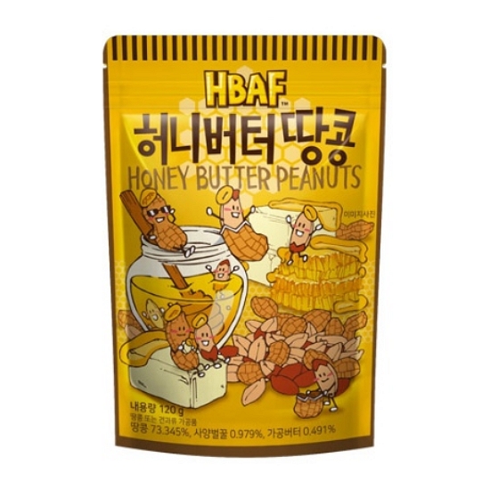 HBAF 허니버터 아몬드 130g x 7개 + 카라멜 솔티드 땅콩 앤 프레첼 120g
