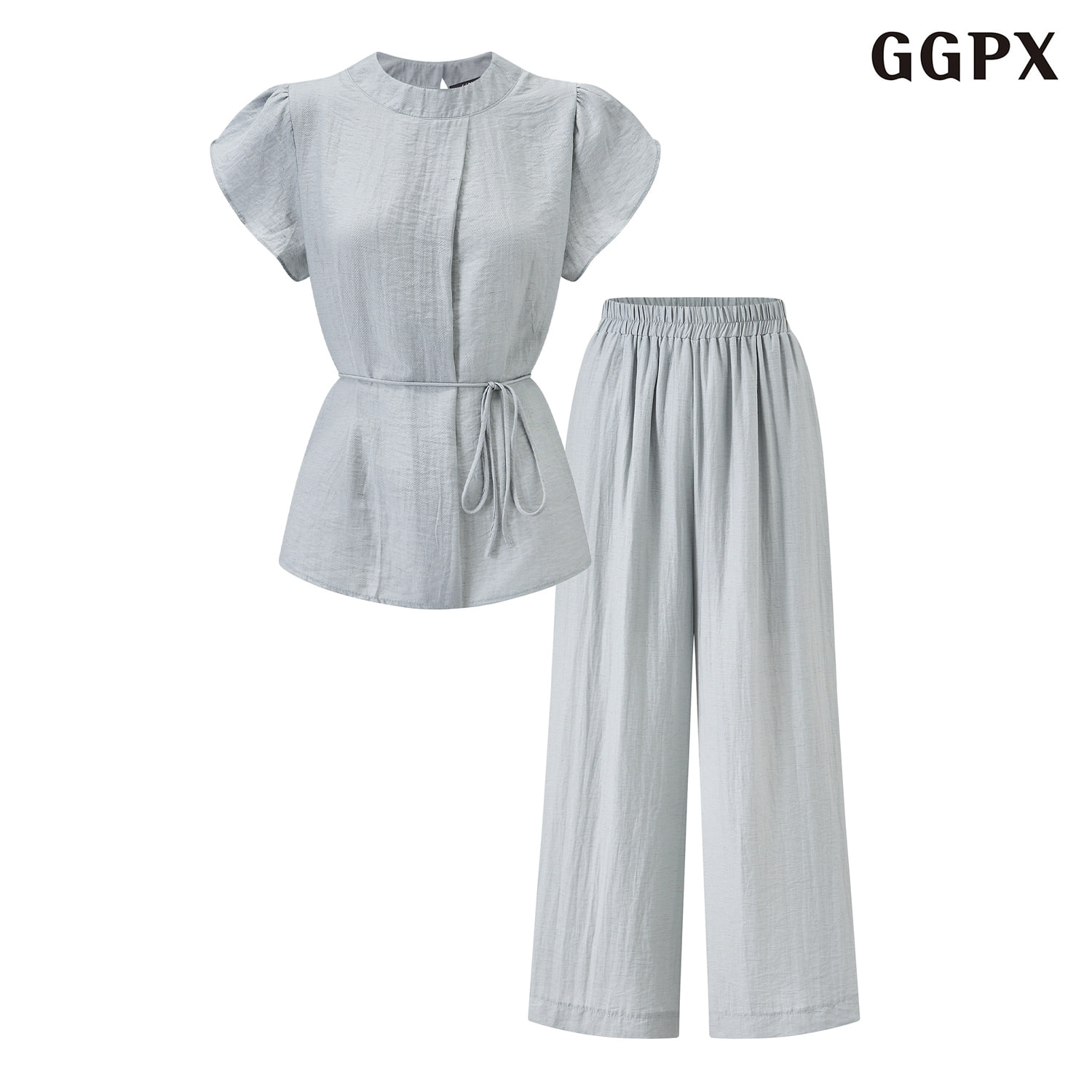 연승어패럴 GGPX 퓨어 내추럴 반팔 블라우스 와이드 팬츠 셋업 GQBOW116D
