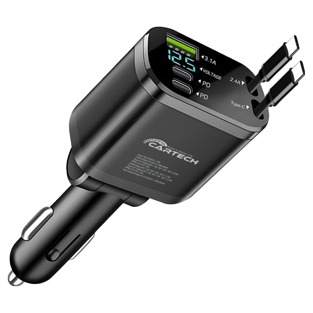 카테크  더블 C타입 오토 릴 시거잭 고속 충전기 CT-433