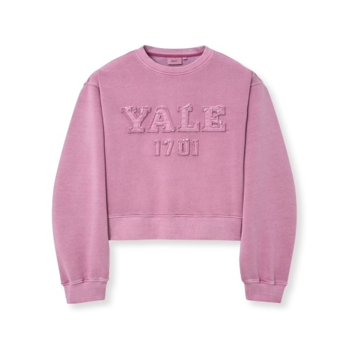 피그먼트 예일 여성용 아플리케 크롭 스웨트셔츠 YFS1CR201API