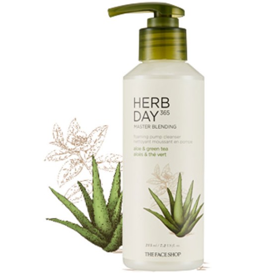 LG생활건강 더페이스샵 허브데이 365 알로에 펌핑 폼클렌저 215ml (1개)
