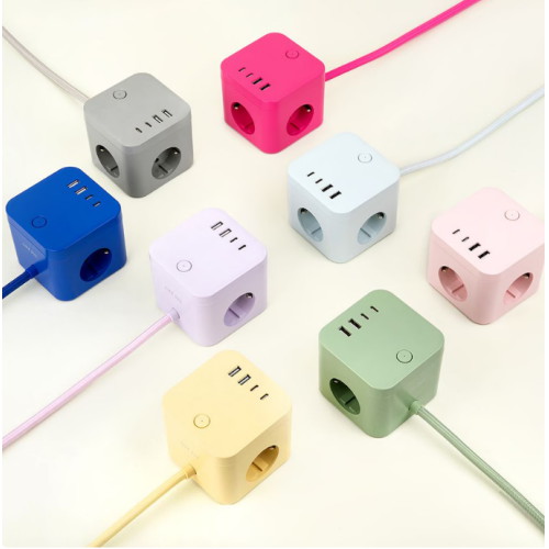 라이프썸 3구 16A USB 고용량 큐브 멀티탭 (1.8m)_이미지