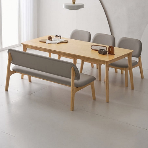 라로퍼니처 뉴턴 고무나무 원목 식탁 1900 (의자3개+벤치1개)