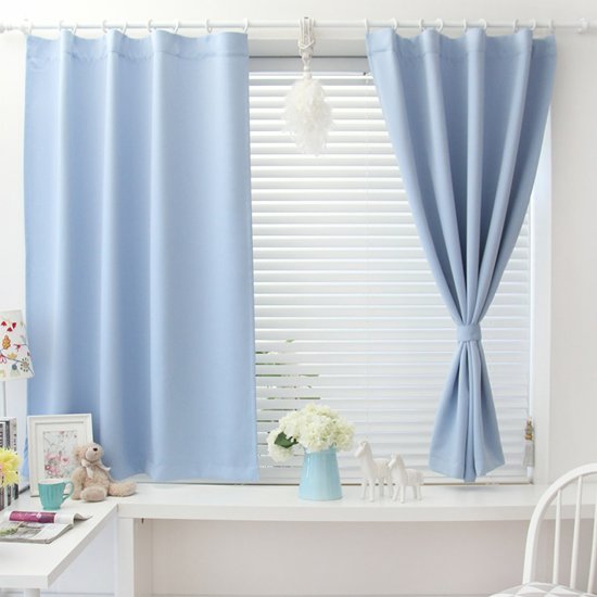 레인보우하우스 리지 3중암막커튼 연블루 1장 (S, 130x165cm)