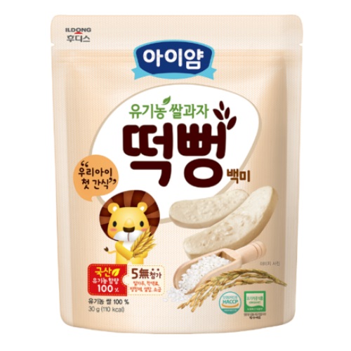 일동후디스 아이얌 유기농 쌀과자 백미 떡뻥 30g (1개)