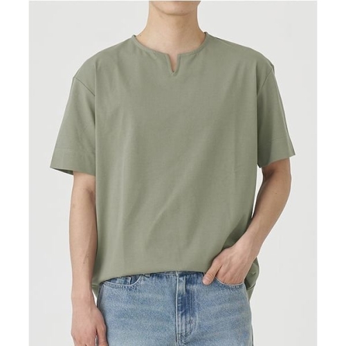 토피 TOFFEE 넥 슬릿 반팔 티셔츠 DUSTY GREEN T1S-NSHSV08 287435