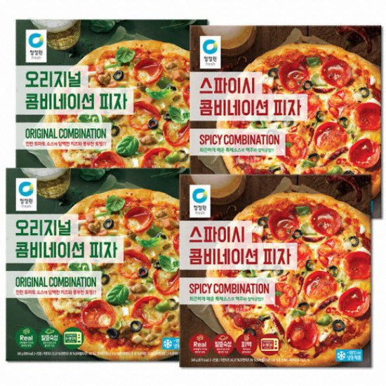 대상 청정원 오리지널 콤비네이션 피자 360g x 2개+스파이시 콤비네이션 피자 340g X 2개