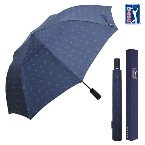 피지에이 PGA TOUR 2단 자동 네이비 전폭 로고 우산