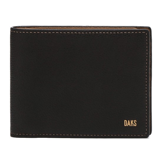 닥스 블랙 브라운 컬러 콤비 DAKS 로고 슬림반지갑 DBWA3F702BK