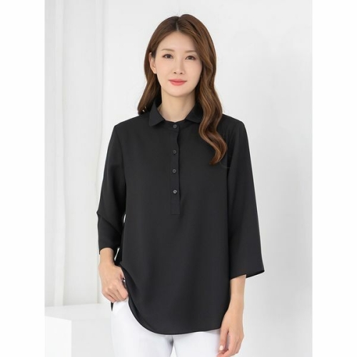 모슬린 엄마옷 카라 반오픈 7부블라우스 MQG126201 마담 미시 중년여성 빅사이즈 할머니옷 50대 60대 70대_이미지