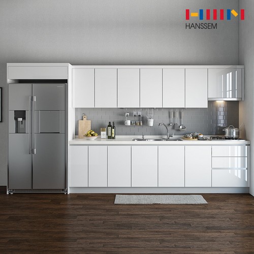 한샘 밀란 100 퓨어화이트 ㄱ자 냉장고장형 (~5.3m)_이미지