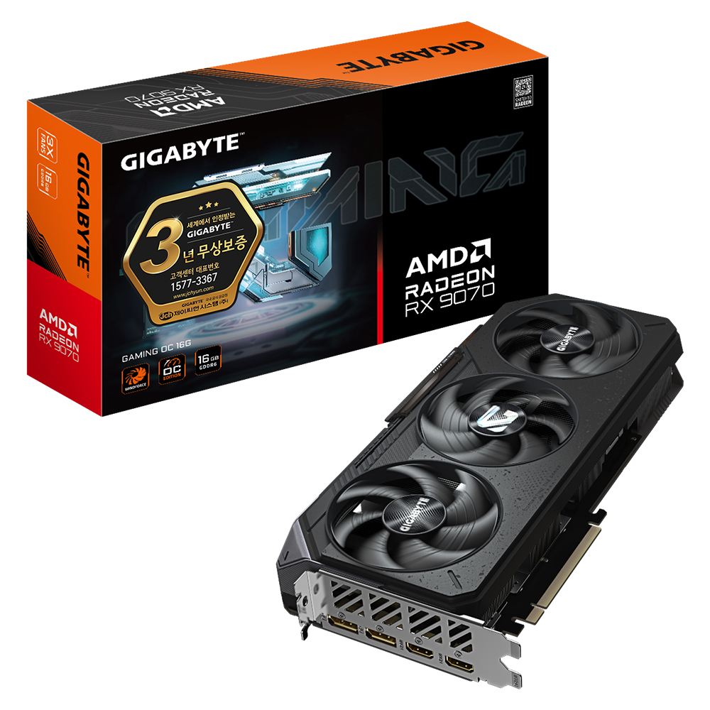 GIGABYTE 라데온 RX 9070 GAMING OC D6 16GB 제이씨현