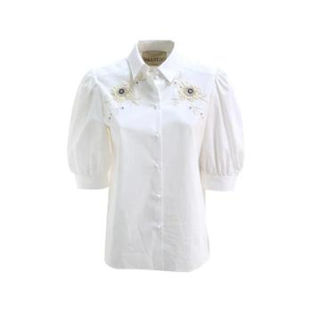 발렌티노 가라바니 플로럴 아플리케 퍼프 소매 셔츠 BAB8G15A6 TP45_이미지