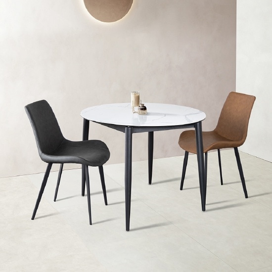 클래시 유광 원형 세라믹 식탁 900