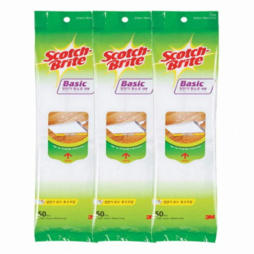 3M 스카치브라이트 베이직 정전기 청소포 대형 50매 (3개)_이미지
