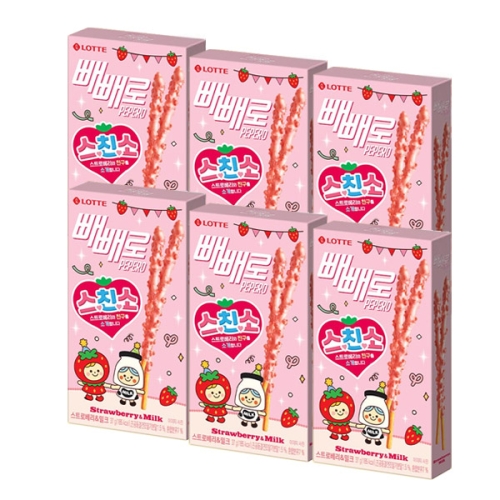롯데제과 스친소 빼빼로 스트로베리 밀크 37g (6개)_이미지