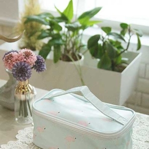 많이 수납하는 민트 플라멩고 메이크업 파우치 W1A69F2