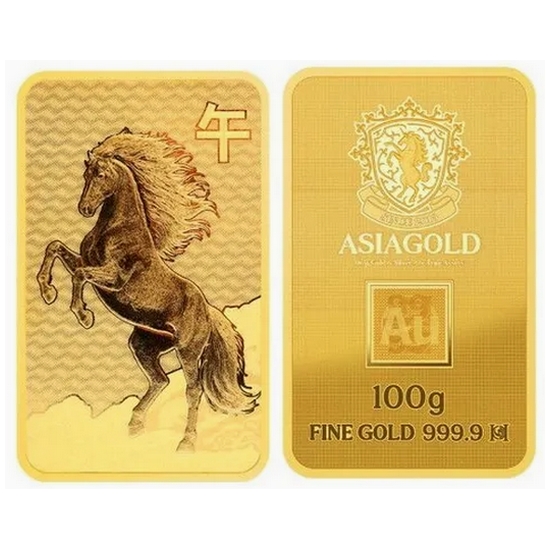 아시아골드 말 잠상 프레스 골드바 100g
