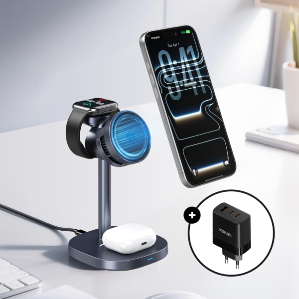 코끼리 Qi2 25W 3in1 냉각 맥세이프 무선 충전기 (갤럭시/애플워치용)
