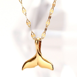 주리에떼 18K 고래꼬리 목걸이 여성 데일리 패션 심플 레이어드 여자친구 금목걸이 18K Gold 45cm_O링으로 42c..