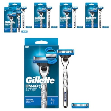 질레트 2024 마하3 터보 + 면도날 (면도기6개+날6개)_이미지