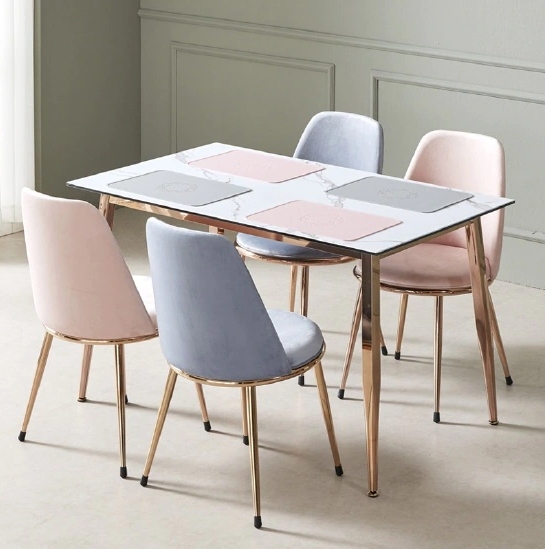 뷰티스트림 엘린까사 헤스티아 로즈골드 세라믹 식탁 1300 (마리안느의자4개)