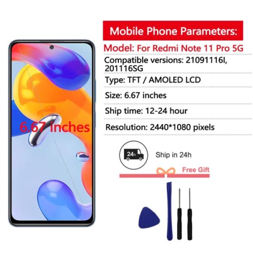 2201116 TG 21091116 나는 Redmi Note 11 Pro LCD 디스플레이 터치 스크린 디지타이저 Note..