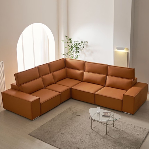 제이픽스 반델 에코레더 2세대 슬라이드 코너형 무빙 가죽 소파 6인용_이미지