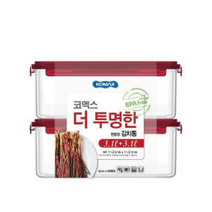 더 투명한 김치통 직사각 핸들형 3.1L