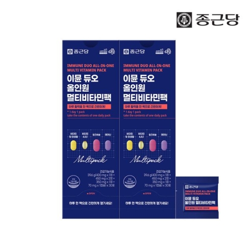 종근당 이뮨 듀오 올인원 멀티비타민팩 30포 (2개)