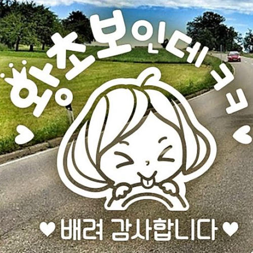 제제데코 자동차스티커 동글테두리 왕초보 깜찍이03 (화이트)_이미지