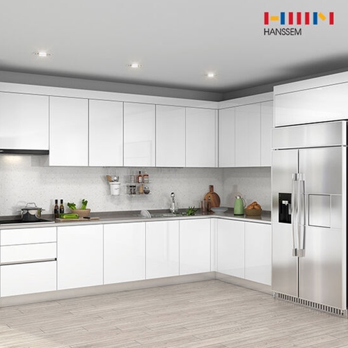 한샘 프리셰 슬림 ㄱ자 냉장고장+전기쿡탑 (~4.7m)_이미지