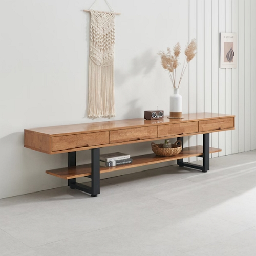 포레2 선반형 고무나무 거실장 2100