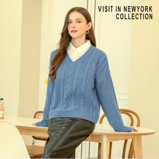 비지트인뉴욕 케이블 크롭 스웨터 VX9LKE1