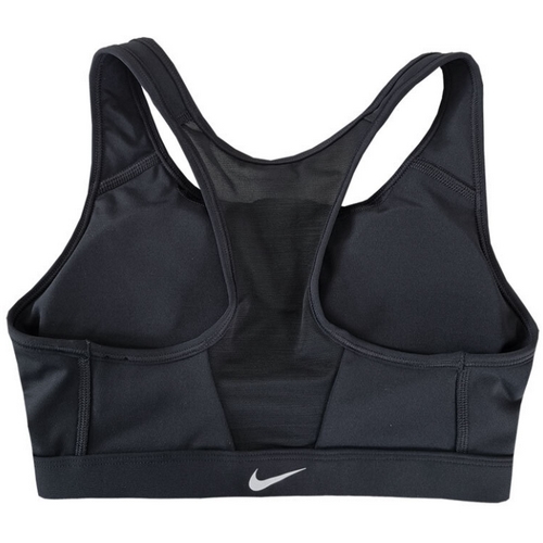 나이키 스우시 미디엄 서포트 패드 지퍼 프런트 스포츠 브라 DD1206 (010, 블랙)_이미지