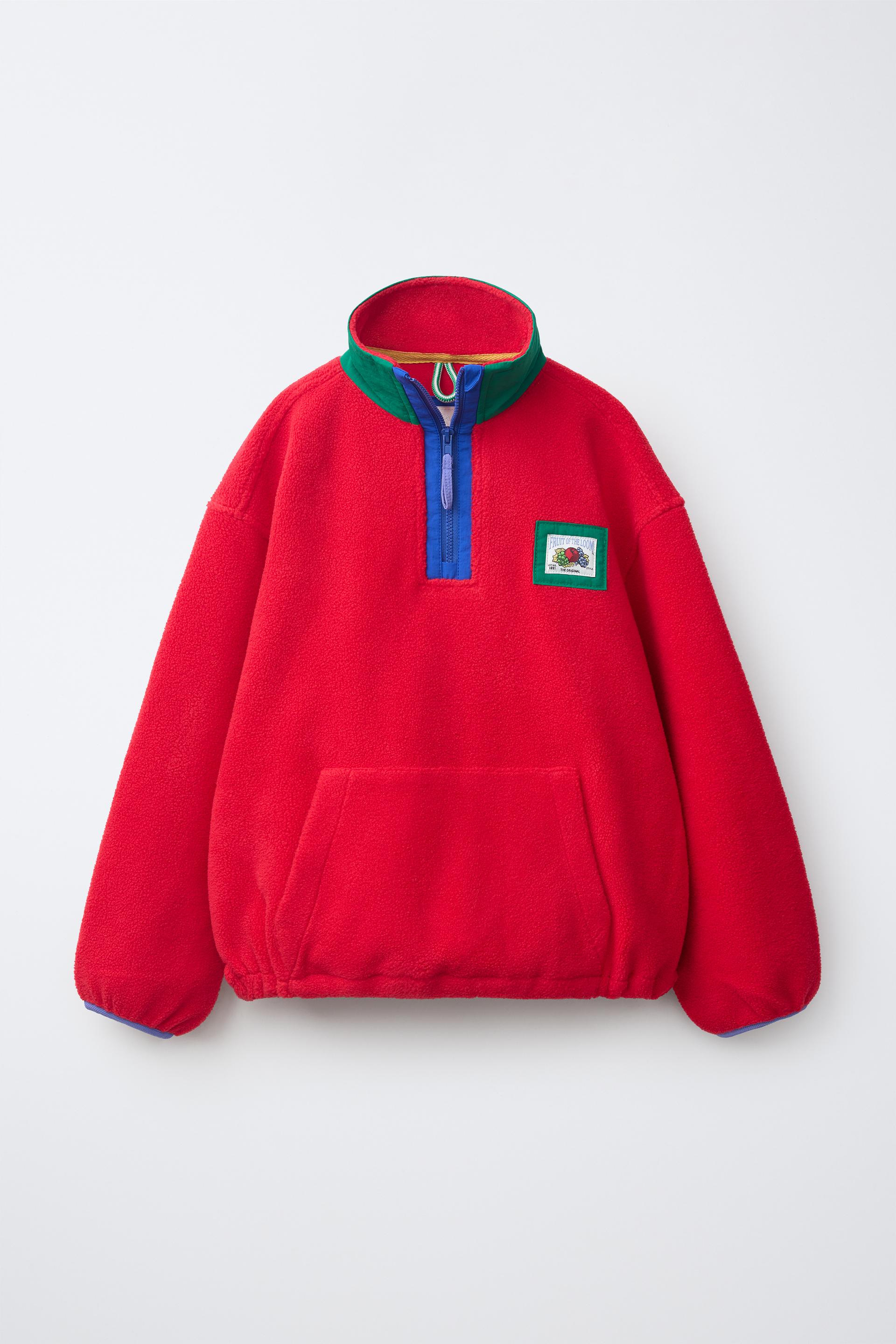 자라 FRUIT OF THE LOOM 라벨 플리스 스웨트셔츠 레드 9860/700/600 648297