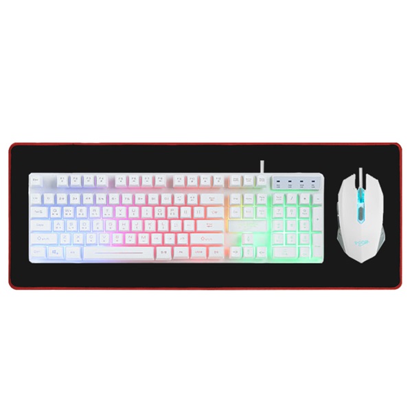 지클릭커 슈퍼히어로 GMK-220 키보드 마우스 세트 with PAD (화이트)_이미지