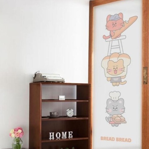 꾸밈 무점착 글라스 시트지 고양이와빵 gb346m (100cm x 210cm)