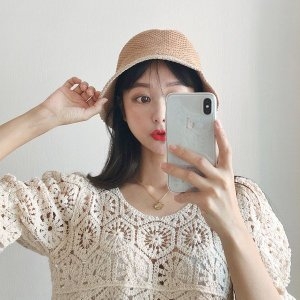 드레스날다 숲의요정 배색라인 니트 벙거지 버킷햇 acc568