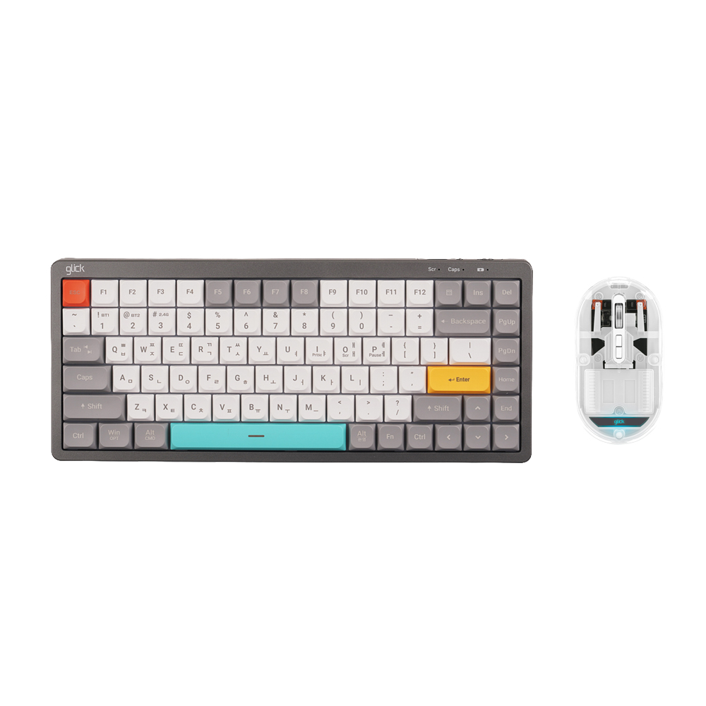 지클릭커 오피스프로 WMK840 무선 키보드 마우스 세트 84키 (스톤 블록)_이미지