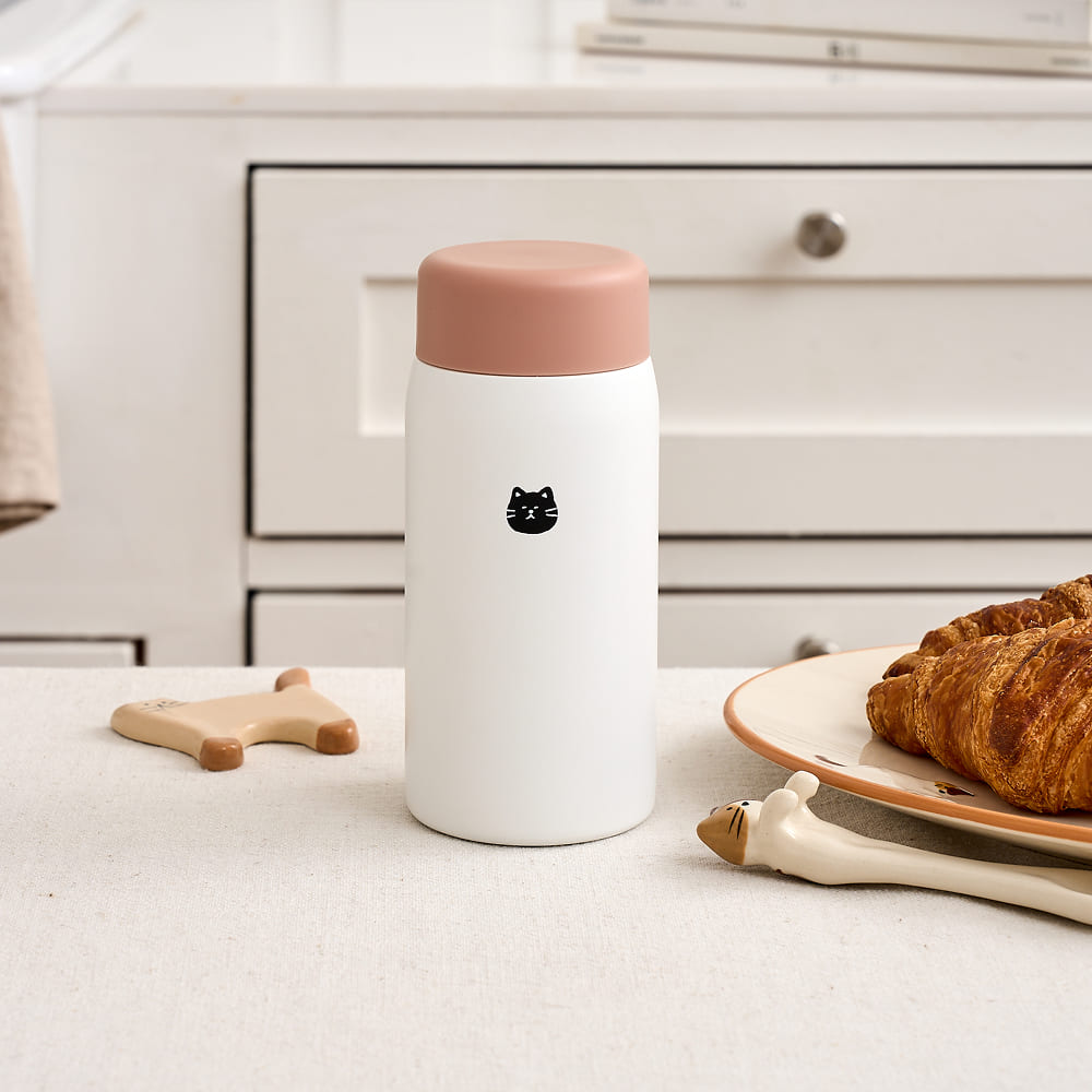 모던하우스 L 우리집 뚱냥이 보온보냉텀블러 180ml 크림_이미지