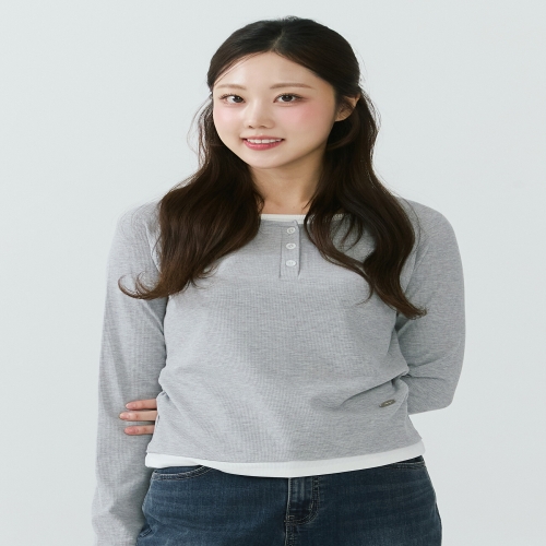  잠뱅이 동백01 여성 헨리넥 레이어드 골지 AQ1WTL256